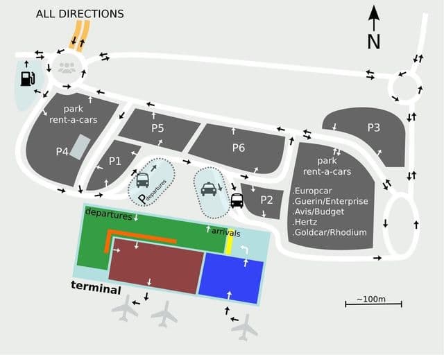 Plattegrond van de luchthaven van Sevilla