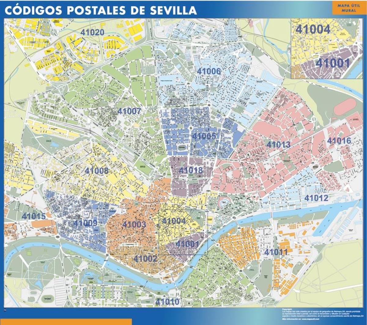 Kaart met postcodes van Sevilla