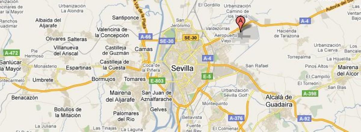 Kaart van de luchthavens van Sevilla